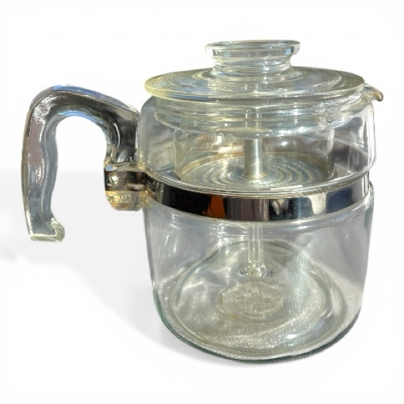 Vintage Pyrex percolator coffee pot, 6 cups, missing replaceable basket lid - Picture 2 of 4